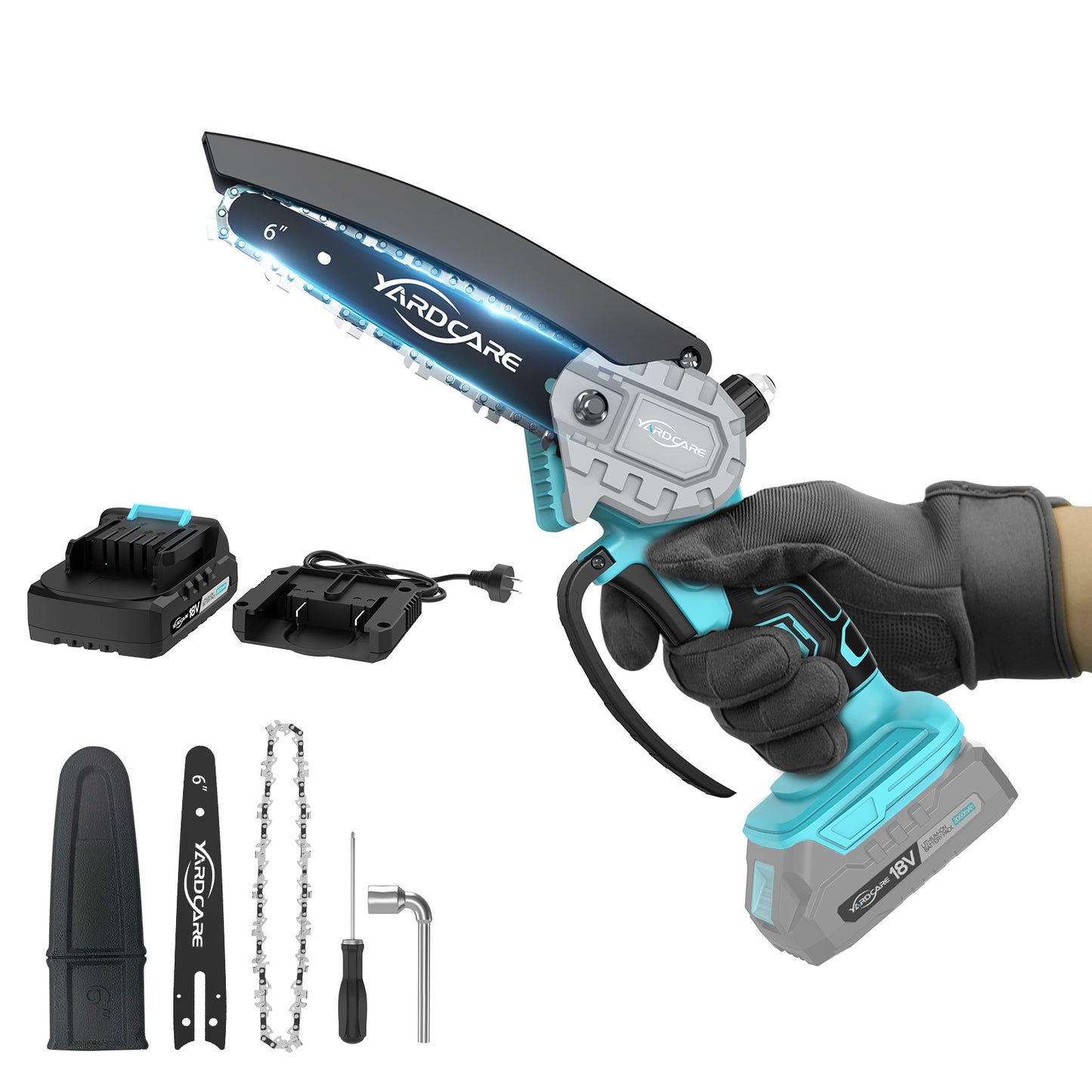 YARDCARE 6" bürstenlose Akku-Kettensäge